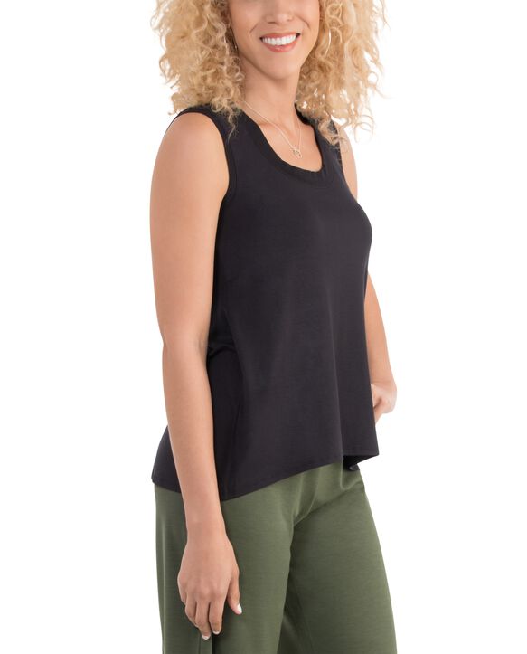 Women's Seek No Further Scoop Neck Shell Tank Top Brilliant Black