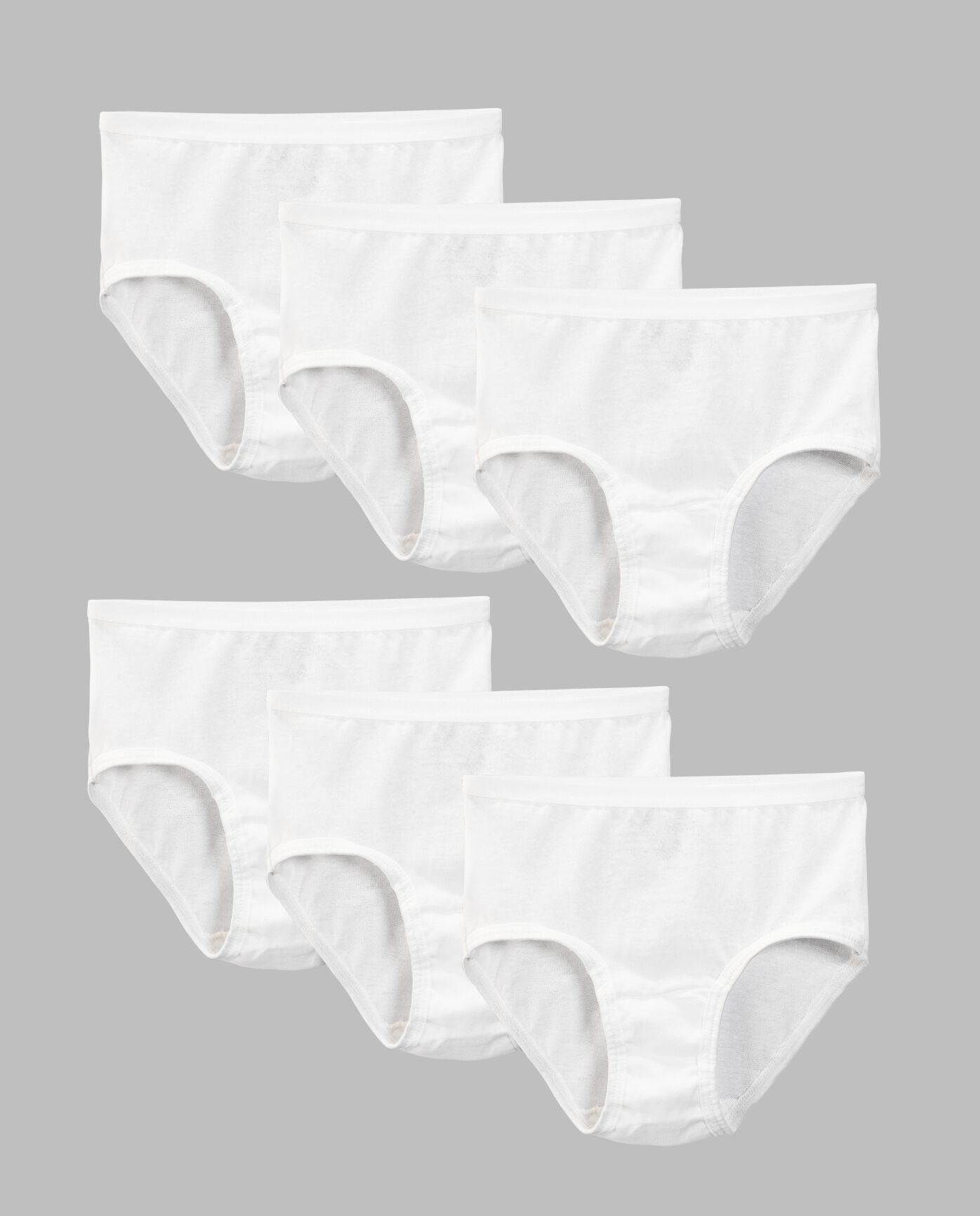 Girls' Eversoft® Brief Underwear, White 6 Pack White