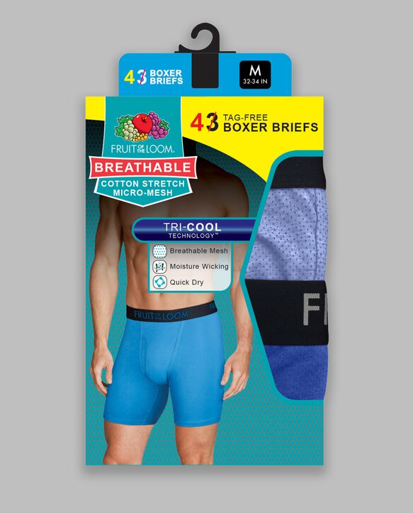 Men's Breathable cotton Micro-Mesh Boxer Briefs, Assorted 3+1 Bonus Pack Assorted