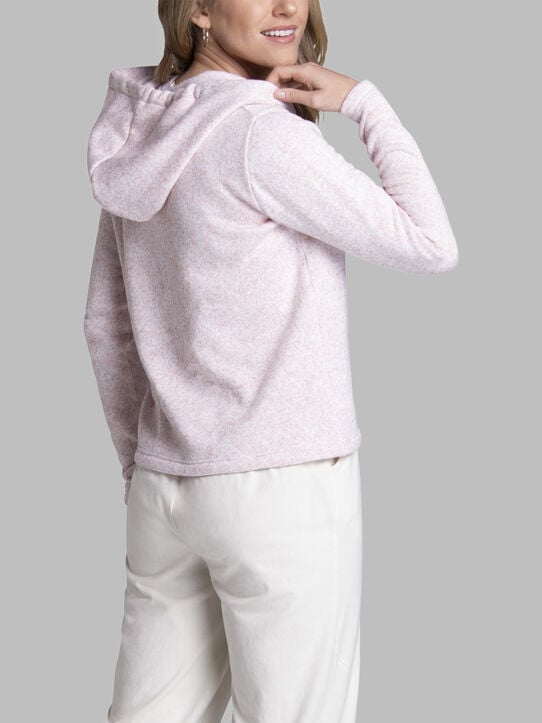 Ladies Sweater Fleece Quarter Zip Pullover Pinky swear heather