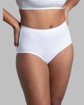 Women's Cotton Brief Panty, White 6 Pack 