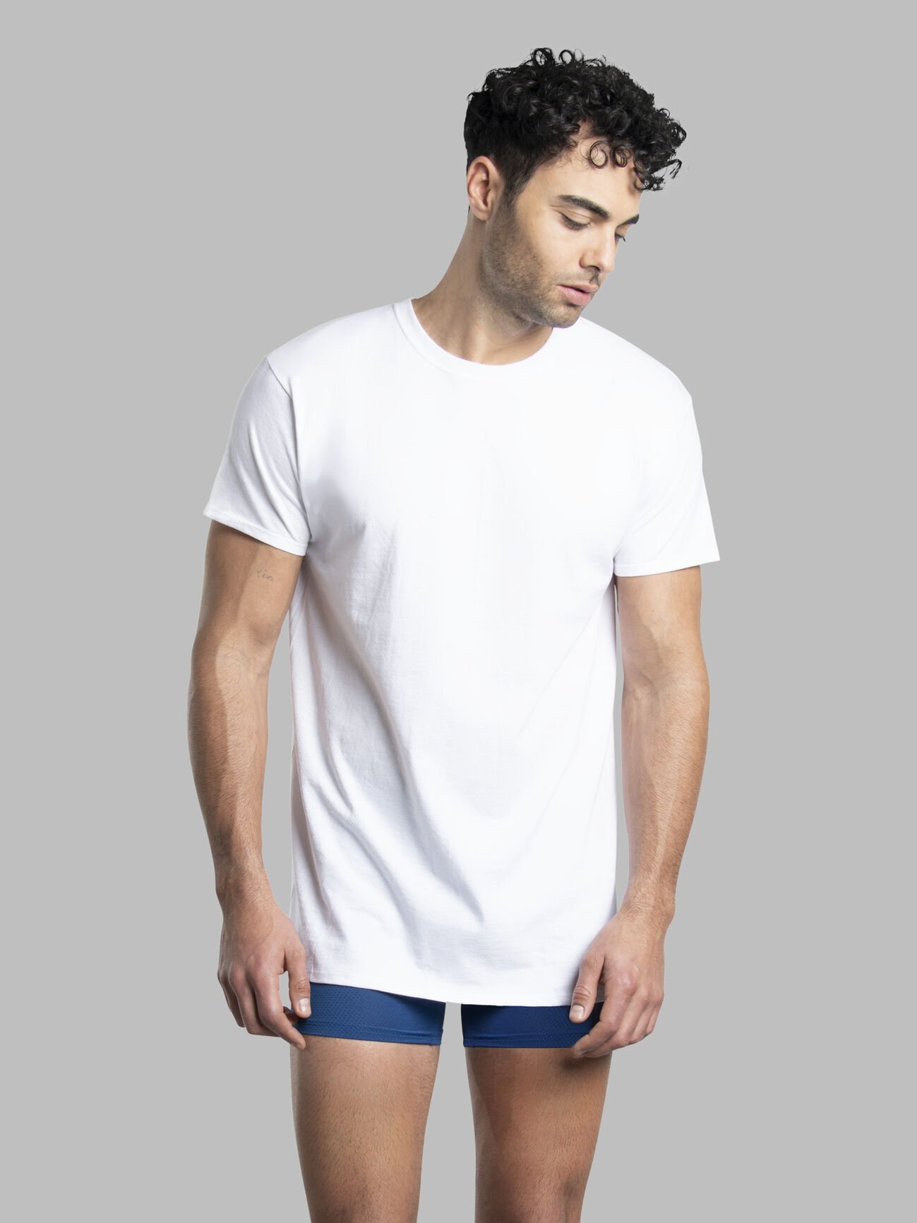 Men\'s Breathable Cooling Cotton White Crew Neck T-Shirts