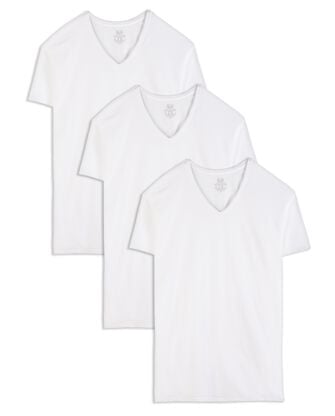 Tall Men's White V- Neck T-Shirts, 3 Pack 