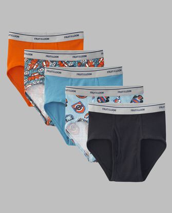 Boys' Fashion Briefs, Assorted Print and Solid 5 Pack 