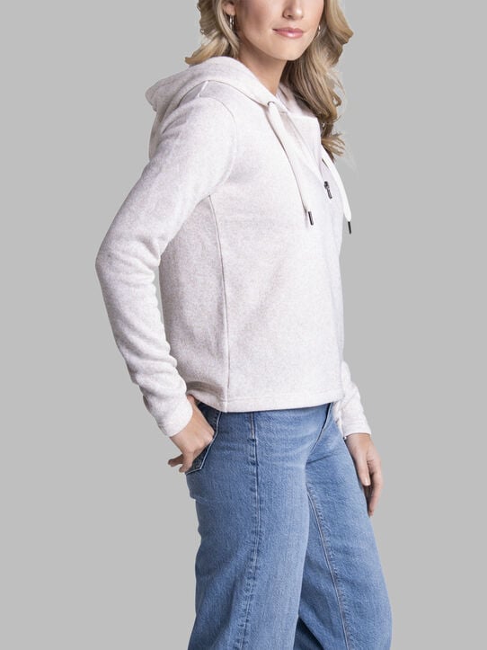 Ladies Sweater Fleece Quarter Zip Pullover Sandstone heather