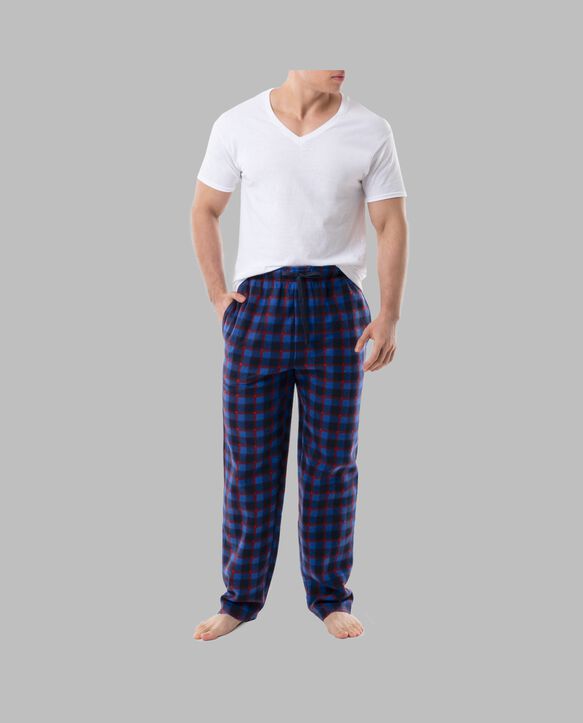 Fruit of the Loom Men's Fleece Sleep Pant, 2 Pack RED/BLUE