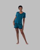 Women's Soft & Breathable V-Neck T-shirt and Shorts, 2-Piece Pajama Set DARK SEA