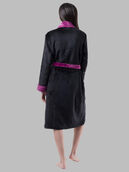 Women's Fleece Robe BLACK/ROYAL BERRY