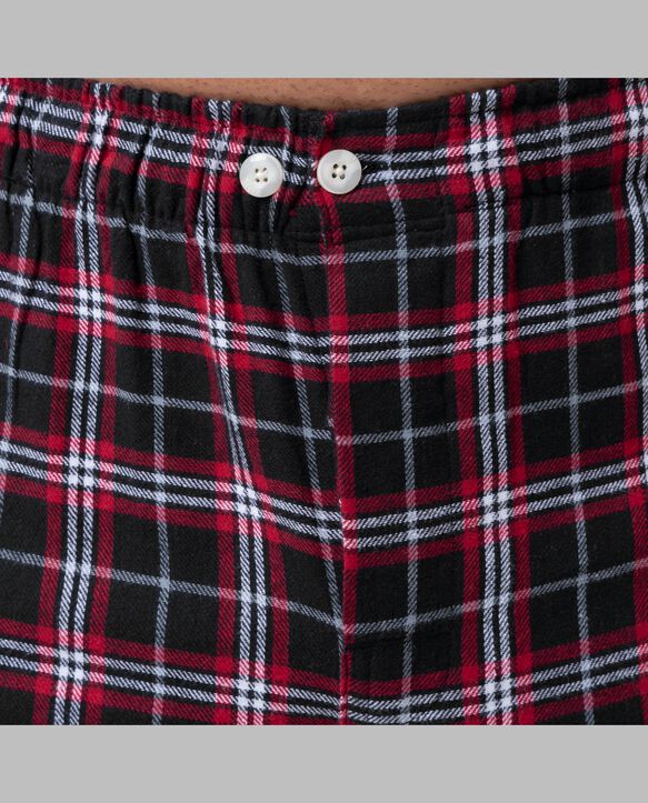 Fruit of the Loom Men's Flannel Pajama, 2 Piece Set BLACK PLAID