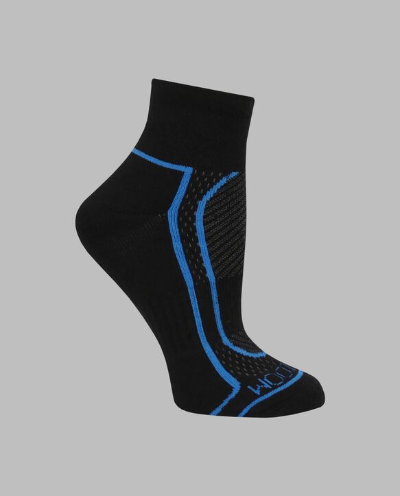 Women's Coolzone® Cushioned Cotton Ankle Socks, 6 Pack BLACK/BLUE, BLACK/GREY, BLACK/LAVENDAR, BLACK/GREY, BLACK/BLUE, BLACK/LAVENDAR