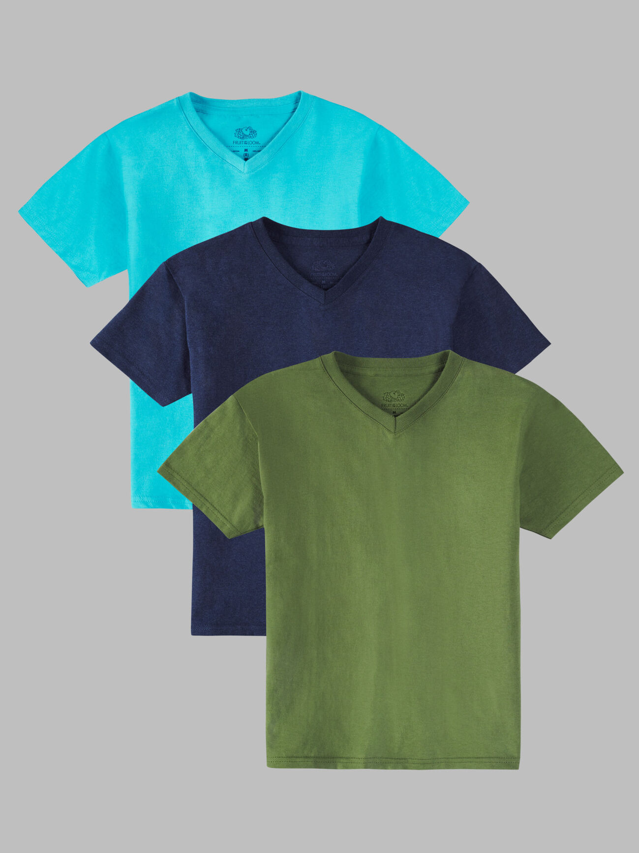 Boys' Supersoft Short Sleeve V-Neck T-Shirt, 3 Pack Bluegrass Asst.