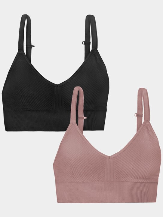 'So Comfy' Seamless Bralette, 2 Pack Premium Plum/ Black Hue
