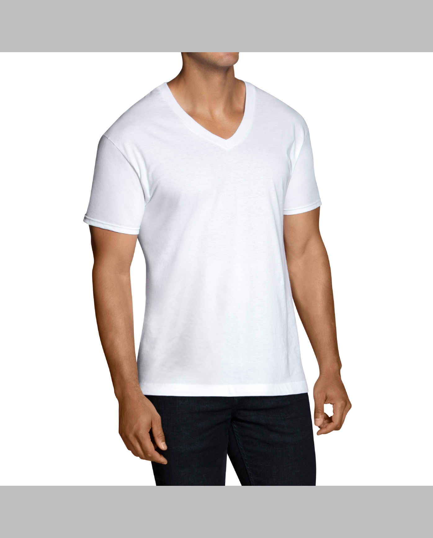 Men's Dual Defense White V-Neck T-Shirts, 3 Pack - Fruit US