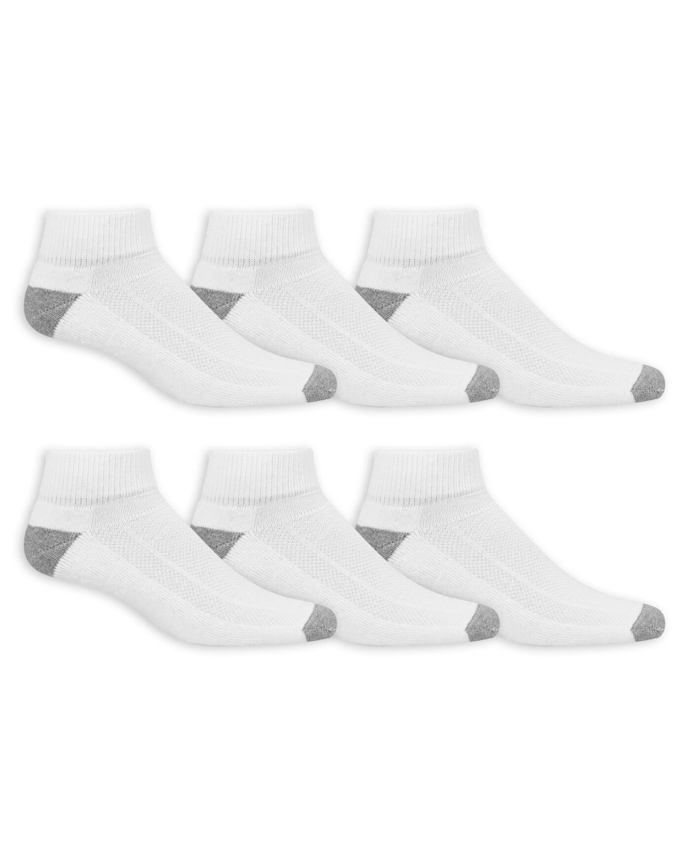 6 Pair Pack Fruit of the Loom Boy's Breathable Cotton Quarter Socks