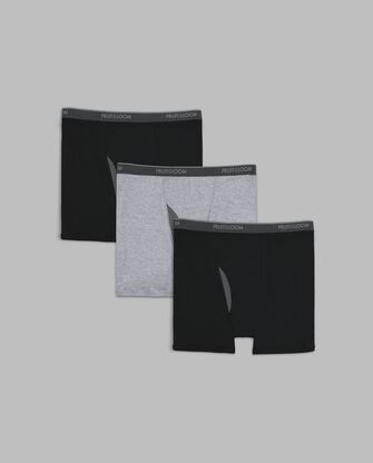 Big Men's CoolZone® Fly Boxer Briefs, Black and Gray 3 Pack 
