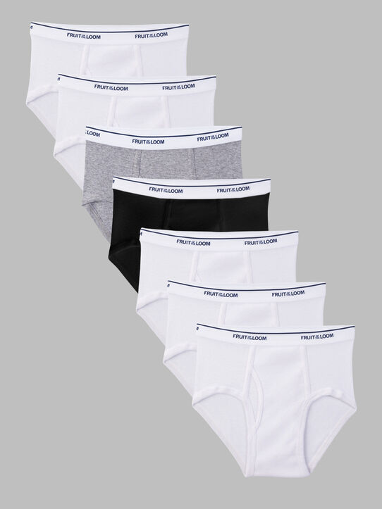Boys' Wardrobe Briefs, Assorted 7 Pack Whites/Grey/Black