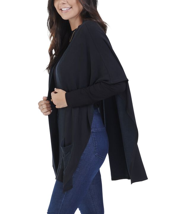 Women's Seek No Further Blanket Cape Poncho Cardigan Brilliant Black