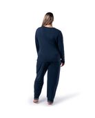 Women's Plus Soft & Breathable Plus Size Crew Neck Long Sleeve Shirt and Pants Pajama Set MIDNIGHT BLUE