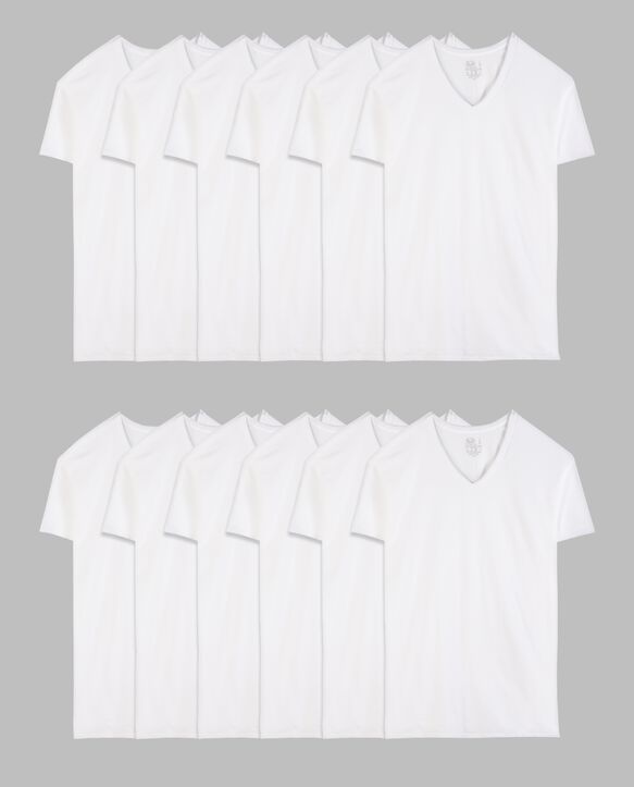 Men's Short Sleeve V-neck T-Shirts, White 6 Pack White