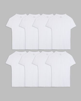 Men's Short Sleeve Active Cotton Blend White Crew T-Shirts, 8 Pack WHIICE