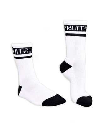 Fruit of the Loom Limited Edition Vintage Fashion Stripe Crew Socks WHITE/BLACK