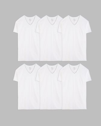 Men's Short Sleeve V-Neck T-Shirt, White 6 Pack White