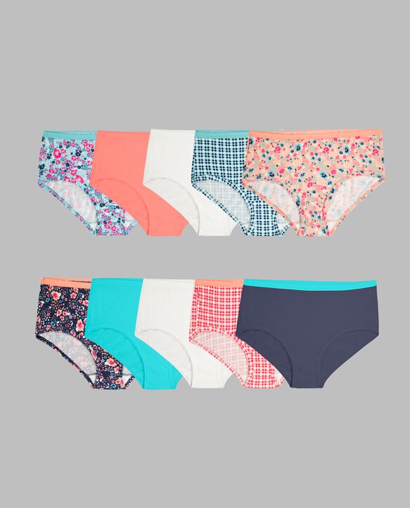 Girls' Eversoft® Low Rise Brief Underwear, Assorted 10 Pack 