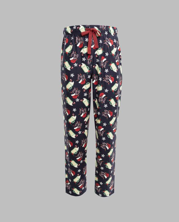 Fruit of the Loom Men's Holiday and Plaid Microfleece Sleep Pant, 2 Pack JOLLY/GREEN BUFFALO CHECK