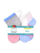 Baby Girls' Beyondsoft® Grow and Fit Ankle Socks, Pink/Gray/Blue 10 Pack ASSORTED