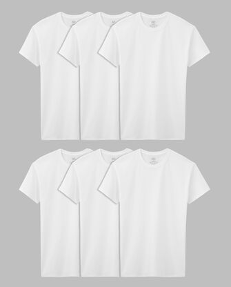 Boys' Short Sleeve Crew T-Shirt, White 5+1 Bonus Pack ROT. 1