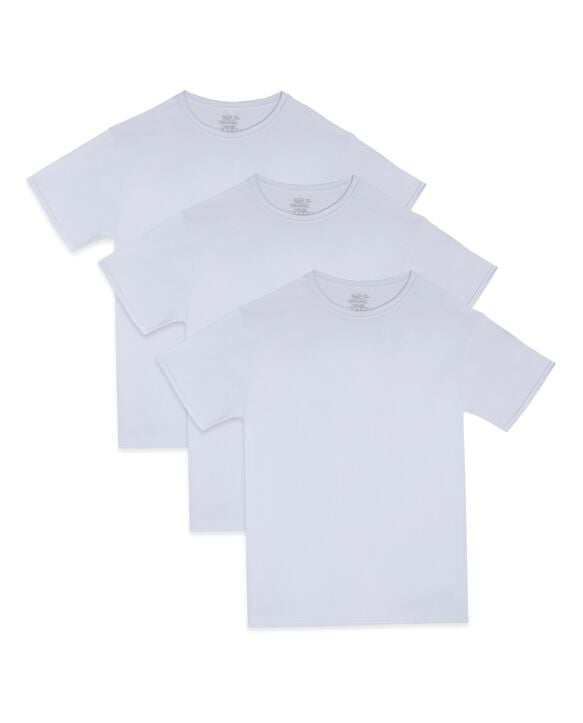 Fruit of the Loom Premium Breathable Cotton Mesh Tall Man Crew T-Shirts 3 Pack - White 