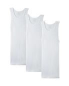 Men's Cotton White A-Shirts, 3 Pack, Extended Sizes White