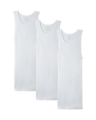 Men's Cotton White A-Shirts, 3 Pack, Extended Sizes 