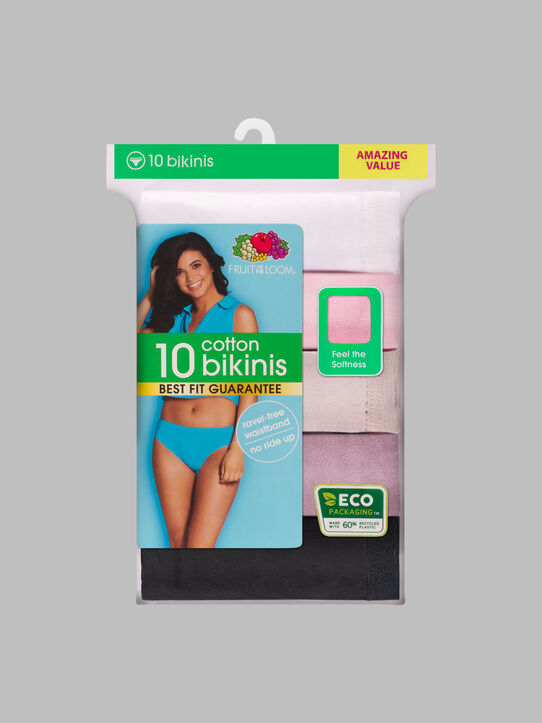 Women's Cotton Body Tone Bikini Panty, Assorted 10 Pack Assorted