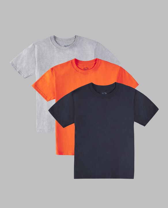 Boys' Supersoft Short Sleeve Crew T-Shirt, 3 Pack Tangerine Asst.