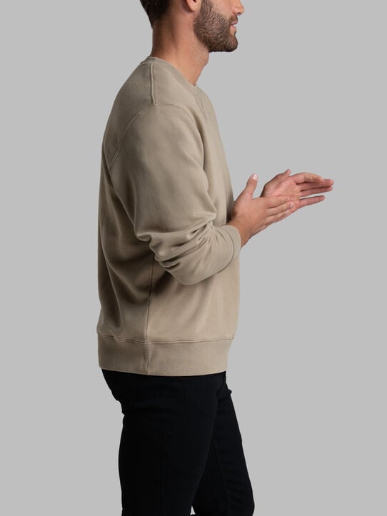 Fruit of the Loom Garment Dyed Crew Sweatshirt Khaki