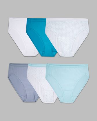 Women's Cotton Hi-Cut Panty, Assorted 6 Pack 
