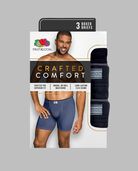 Men's Crafted Comfort  Fabric Covered Waistband Black Boxer Briefs, 3 Pack Black