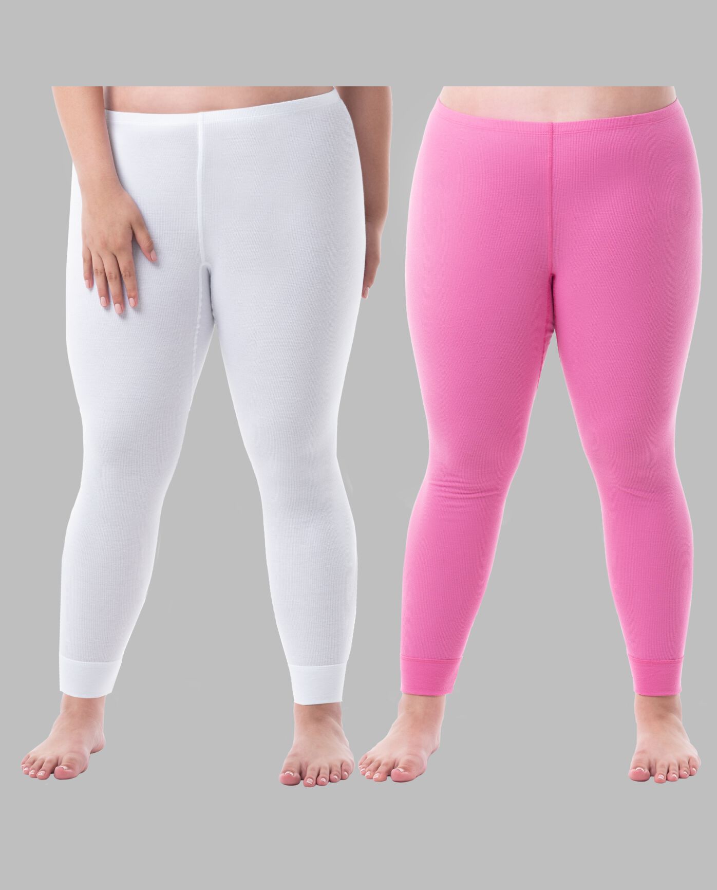 Women's Plus Size Thermal Bottom, 2 Pack PINK BERRY/WHITE
