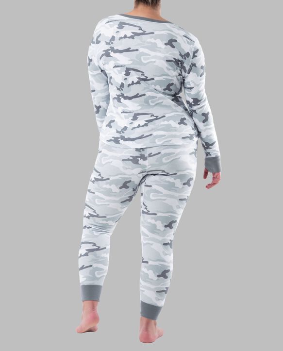 Women's Raschel Henley Top and Pant, 2-Piece Pajama Set 
