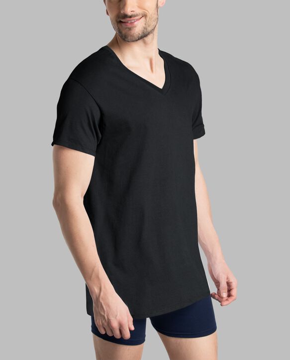 Men's Short Sleeve V-Neck T-Shirt, Black and Gray 6 Pack Assorted