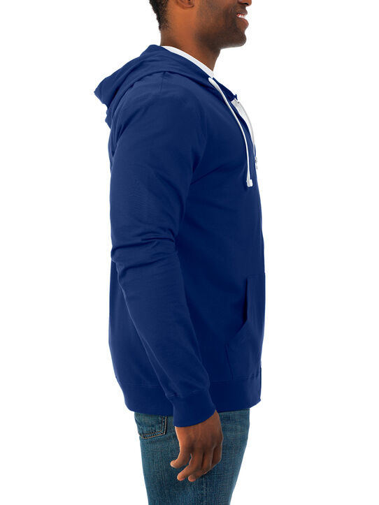 Men's Soft Jersey Full Zip Hooded Sweatshirt Admiral Blue