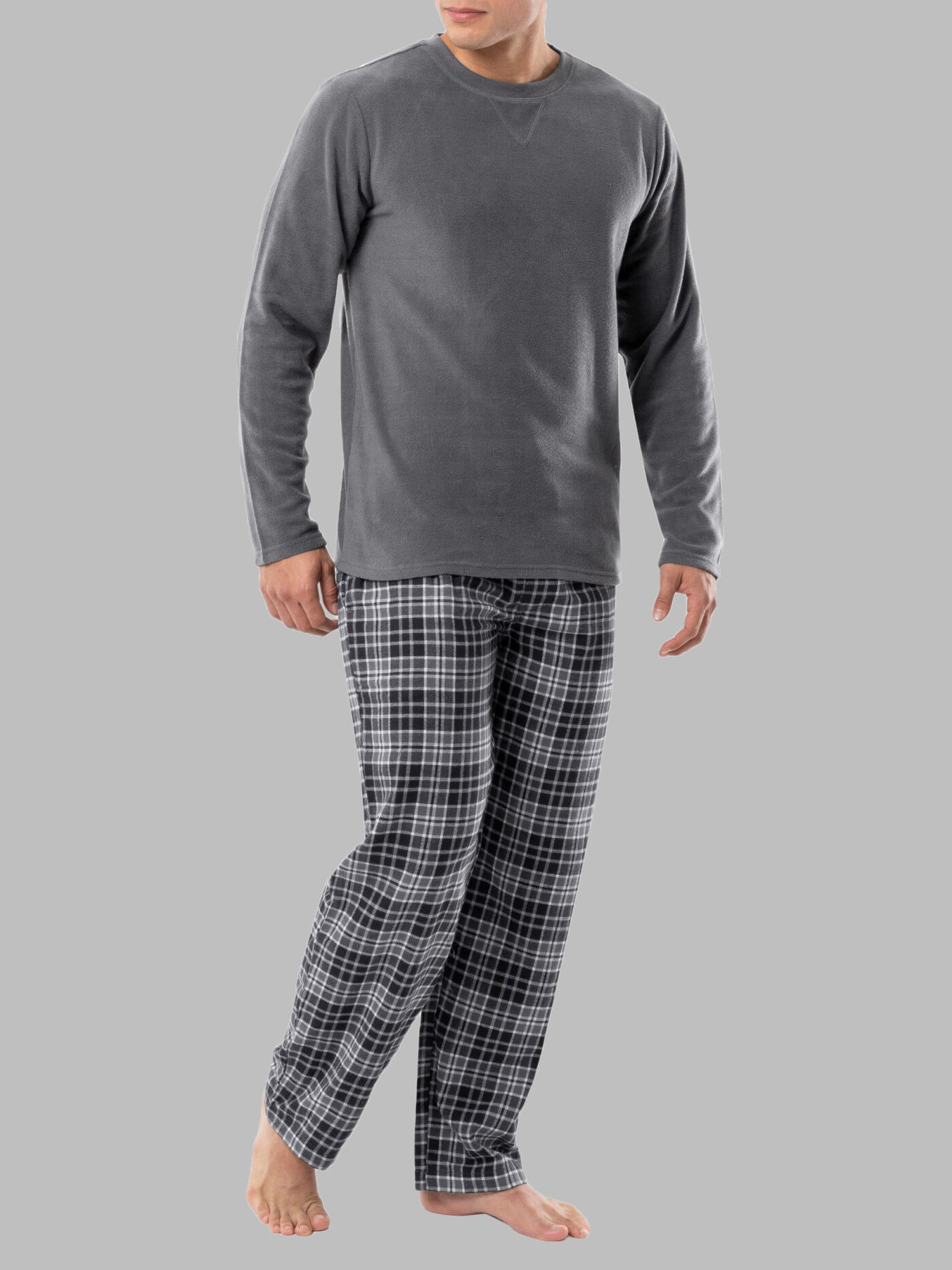 Fruit of the Loom Men's Long Sleeve Fleece Crew and Flannel
