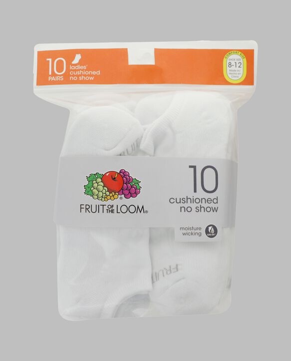 Women's Everyday Soft Cushioned No Show Socks, 10 Pack WHITE
