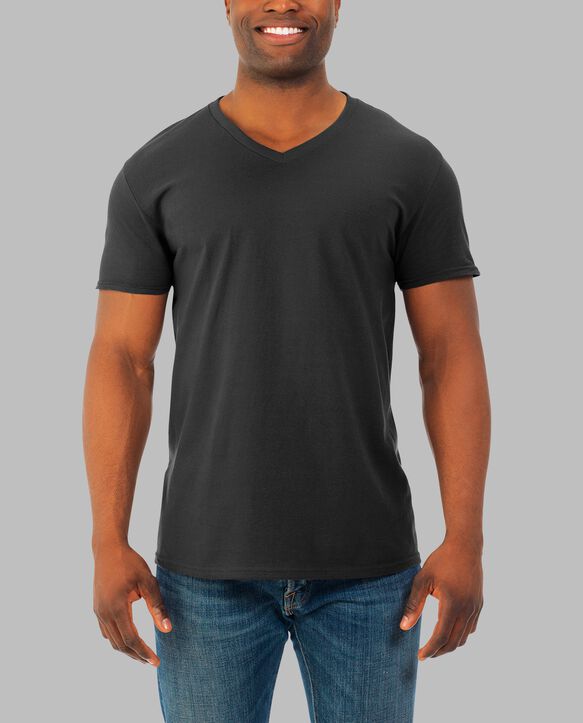 Men's Soft Short Sleeve V-Neck T-Shirt, 2 Pack Black