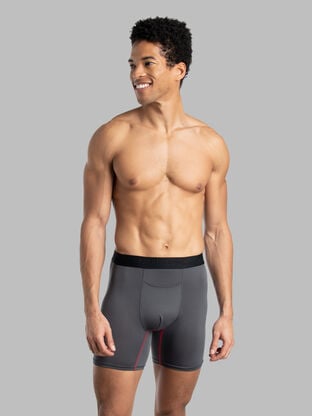Men's 360 Stretch Cooling Channels Boxer Briefs, Black and Gray 6 Pack 
