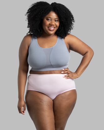 Women's Plus Fit for Me® Breathable Cotton-Mesh Brief Panty, Assorted 6+2 Bonus Pack 