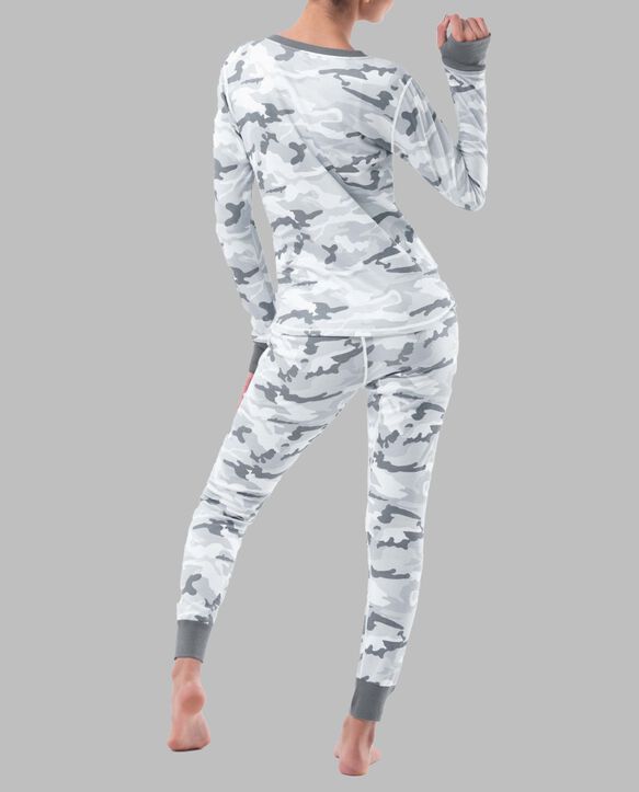 Women's Raschel Henley Top and Pant, 2-Piece Pajama Set 