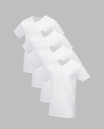 Men's Premium V-neck Undershirt, White 4 Pack 