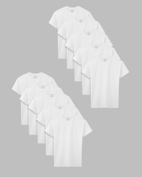 Boys' Husky Cotton Crew T-Shirt, White 10 Pack White